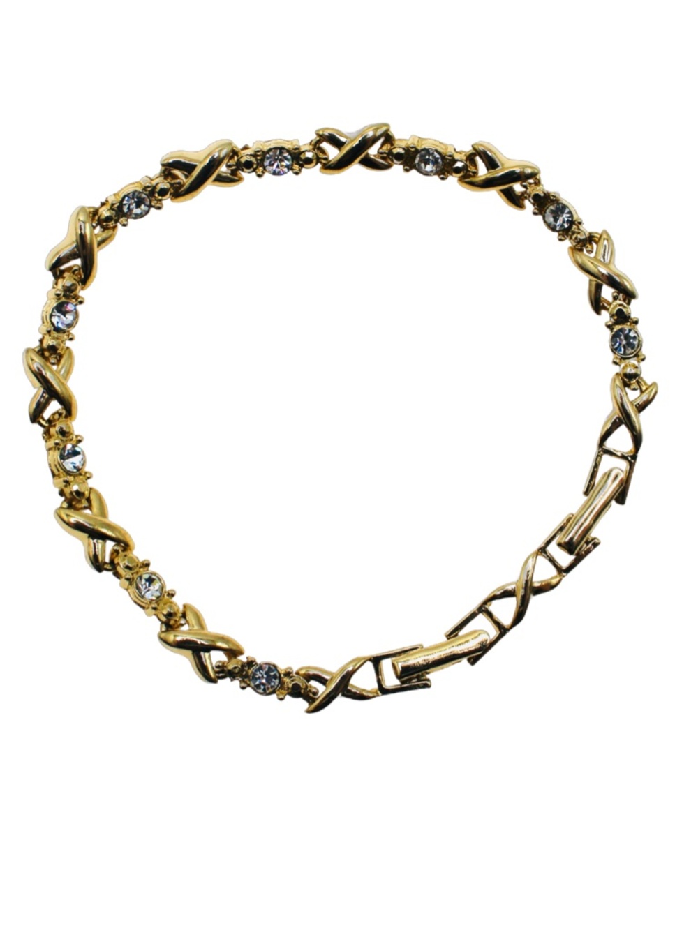 Avon Tennis Bracelet X Style, Gold-tone Clear Rhinestone Adjustable